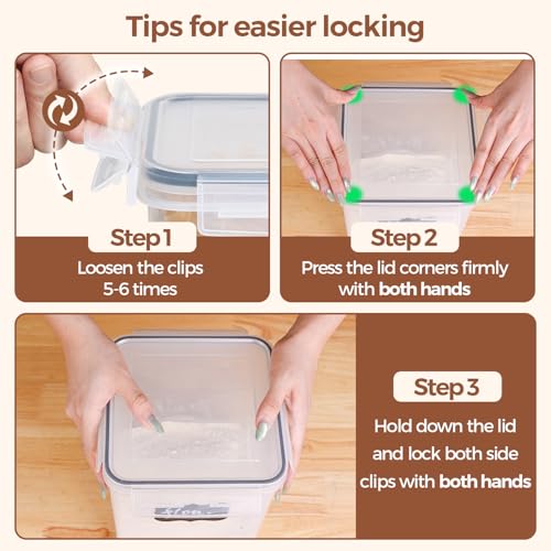 Airtight Food Storage Containers with Lids 0.8 (2.1Qt/1.5Qt/0.8Qt-Rectangle)