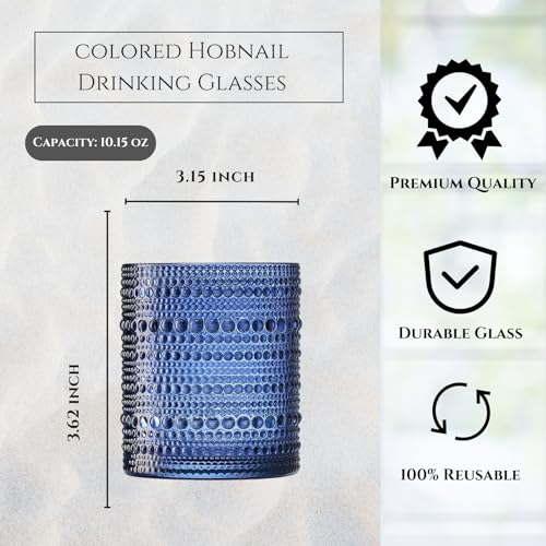 Hobnail Beaded Highball Drinking Tumbler Glasses
