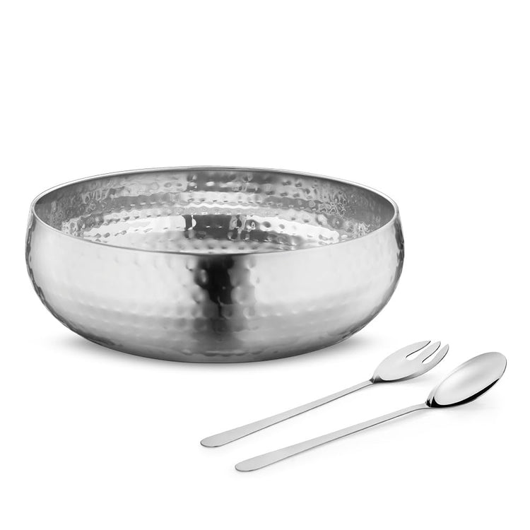 Set of 3 Premium Stainless Steel Salad Mixing Bowl Hammered Finish (3 Count)