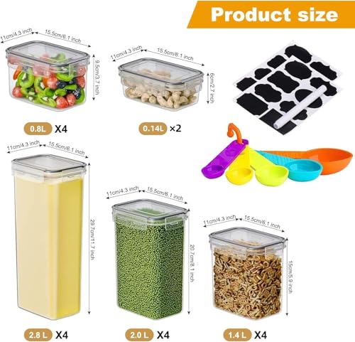 18 Pack Airtight Food Storage Containers with Lids (18 pcs(28.28L))