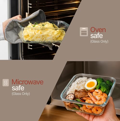 Bakken Borosilicate Glass Food Storage Containers with Lids 24 Pieces (Red)