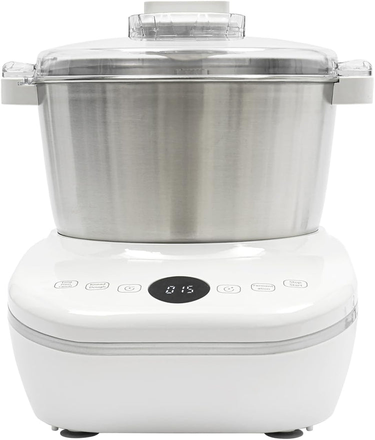 Electric Dough Maker with Ferment Function, 5L/ 4.5Qt 200W 304 Stainless Steel Dough Mixer Machine, Commercial Bread Mixer for Roti Bread Pizza Baking Dumpling Dough & Sourdough(White)
