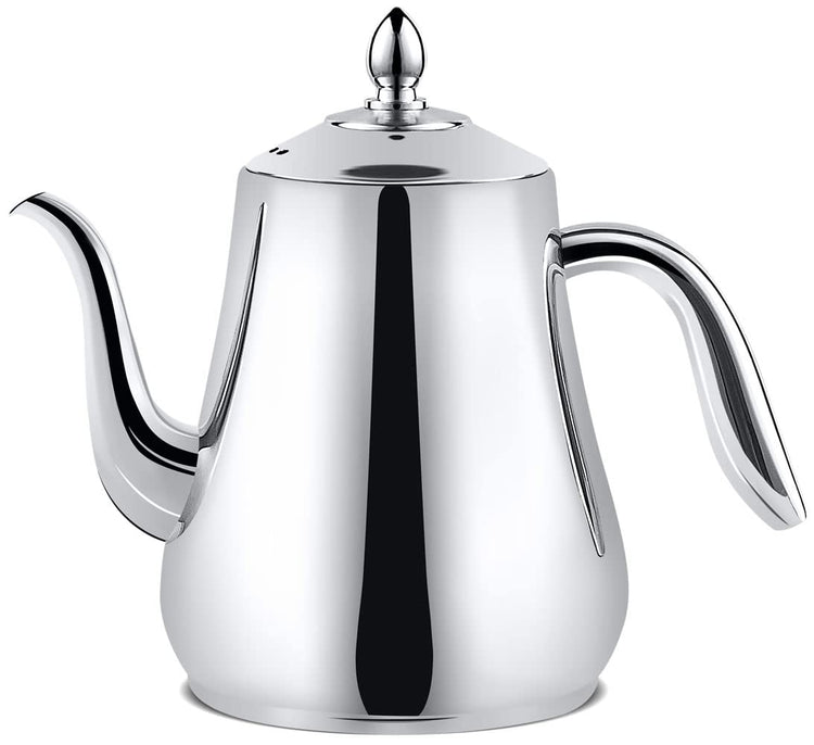 Stainless Steel Teapot with strainer Tea Pot With Removable Infuser or filter for Loose Leaf and Tea Bags cold water Pitcher Tea Maker Dishwasher Safe
