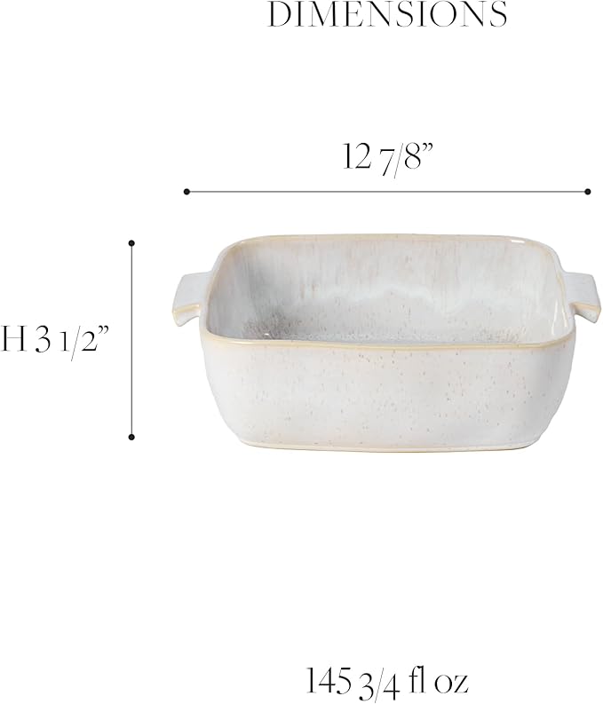 Casafina Ceramic 10.75" Square Baker - Eivissa Collection, Sand Beige | Oven & Dishwasher Safe Bakeware | Food Safe Glazing | Restaurant Quality Dinnerware