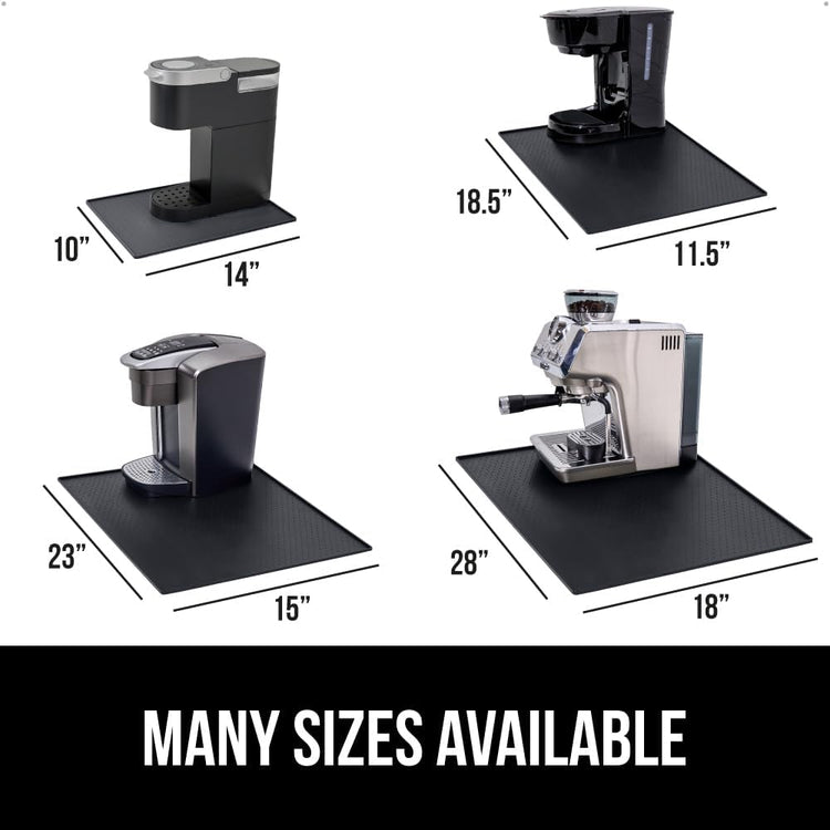 GORILLA GRIP Silicone Coffee Mat, 18x28, Espresso Drink Bar Station Accessories, Waterproof Heat-Resistant Dish Drying Mats, Stay in Place on Kitchen Counter, Home Kitchen Decor Essentials, Black