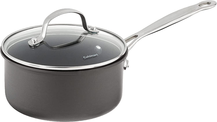 Cuisinart Chef's Classic Nonstick Hard-Anodized 1.5-Quart Saucepan with Lid, Black - Nestoria