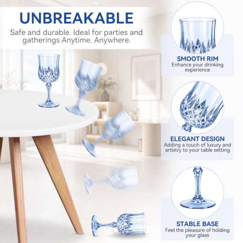 96 Pcs 7oz Plastic Vintage Wine Glasses Drinking Goblets Unbreakable Crystal Water Glassware Reusable Diamond Champagne Flutes Cups for Wedding Banquet Birthday Party Supplies (96 Count)