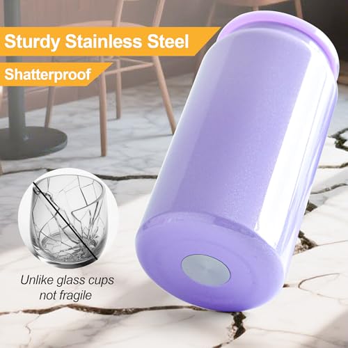 Stainless Steel Cups with Lids and Straws (Iridescent-Colored)