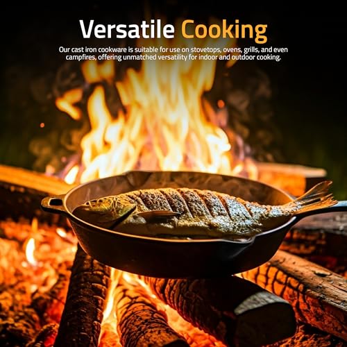 Cast Iron Skillet 12 Inch Pre (Black / 12 Inch (Pack of 1))