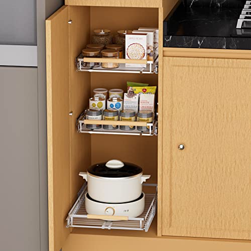 Pull Out Cabinet Organizer (XL 23.1~39.9" W x 22.5" D / Chrome-1pack)