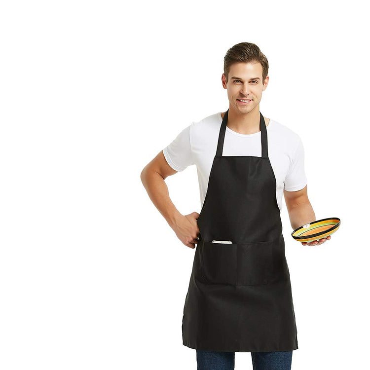 12 Pack Plain Bib Aprons with 2 Pockets (12 Count)