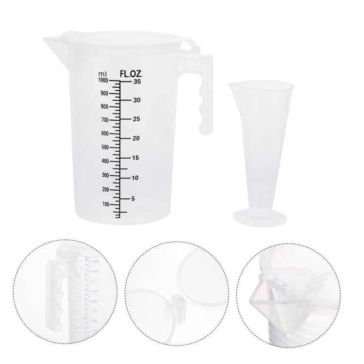 Foldable Measuring Cup with Lid Transparent Plastic Liquid Measuring Jug 6.88X6.69X4.52 Inches Kitchen Tool for Cooking Baking and Oil Measurement