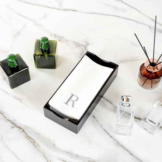 Luxenap 15.8 X 7.9 Inch Linen-Feel Guest Towels, 2000 Lettered Hand Towels - Silver Letter 'R', Sans Serif Font, White Paper Dinner Napkins, airlaid, For Restrooms And Tables - Restaurantware