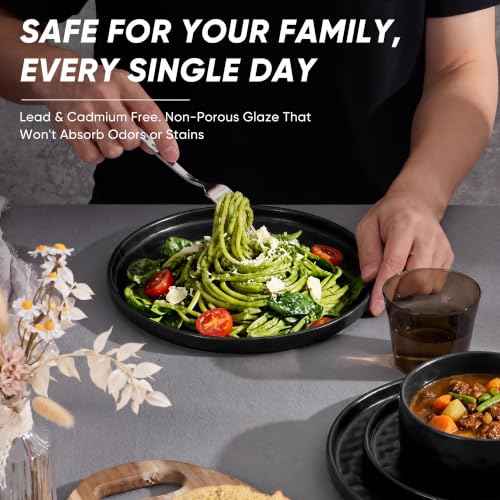 Black Plates and Bowls Sets (12 Count)