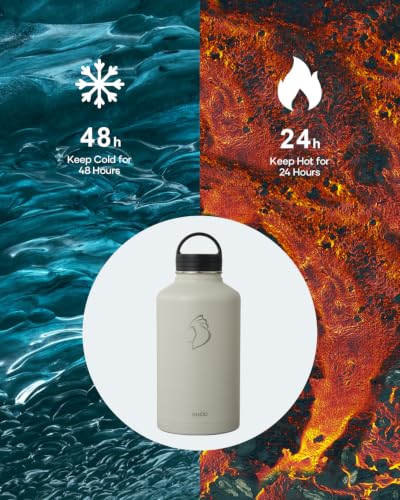 Half Gallon Water Jug Insulated Stainless Steel (64 Ounces / Greige)