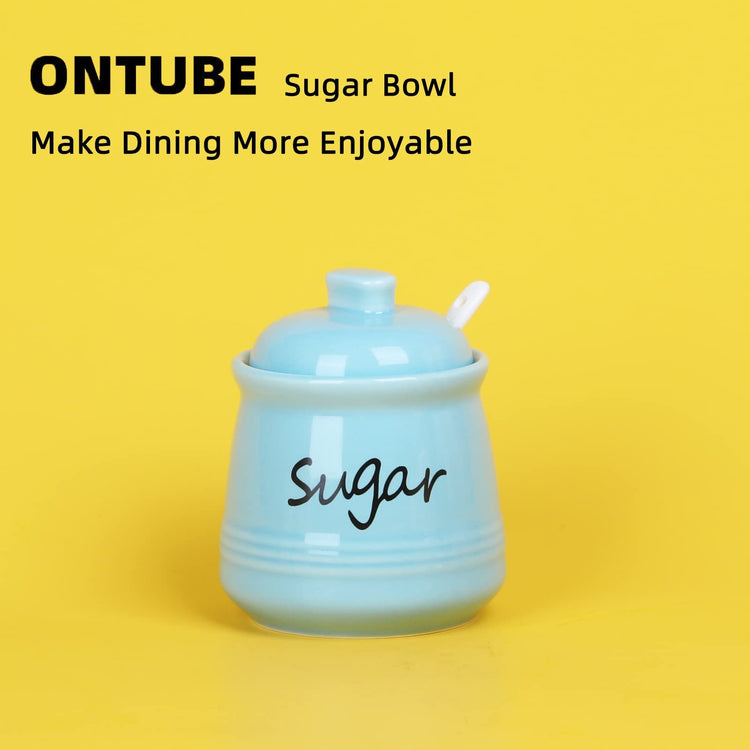 Ceramic Sugar Bowl with Lid and Spoon 12oz