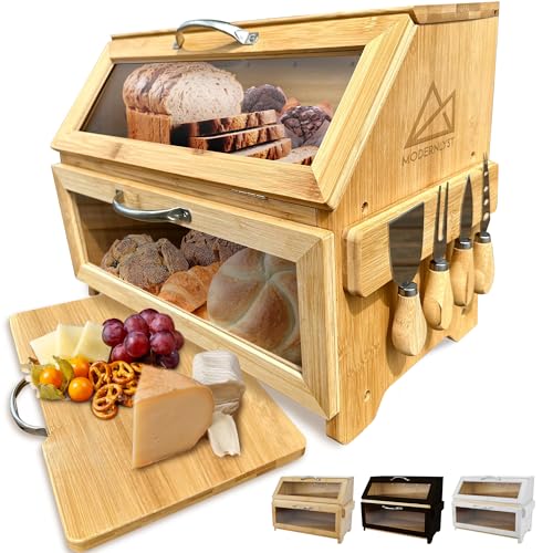 Bread Box with Cutting Board & Knife Set
