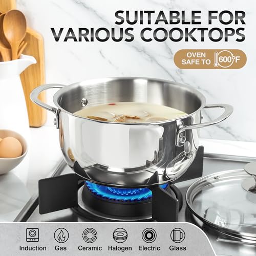 Stainless Steel Pot Set with Lids 1QT & 2QT & 3QT (3 Count)