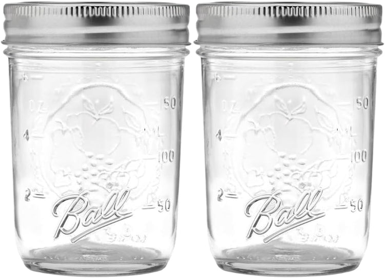 Ball Regular Mouth Mason Jars with Lids & Bands, Half Pint, 8-oz (2-Pack)