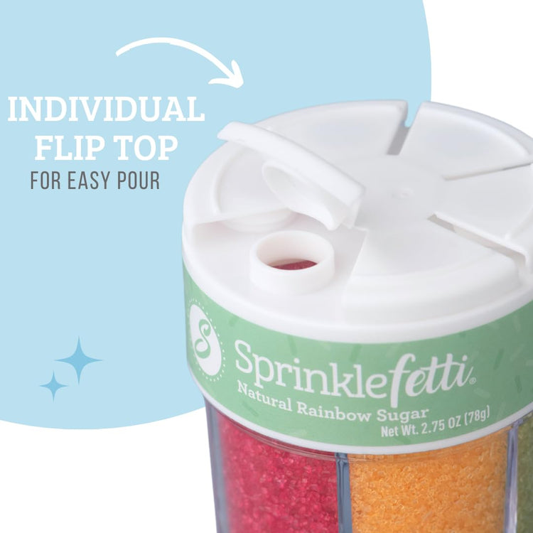 Dye Free Rainbow Decorating Sugar 6 Cell Jar (2.75 Ounce)