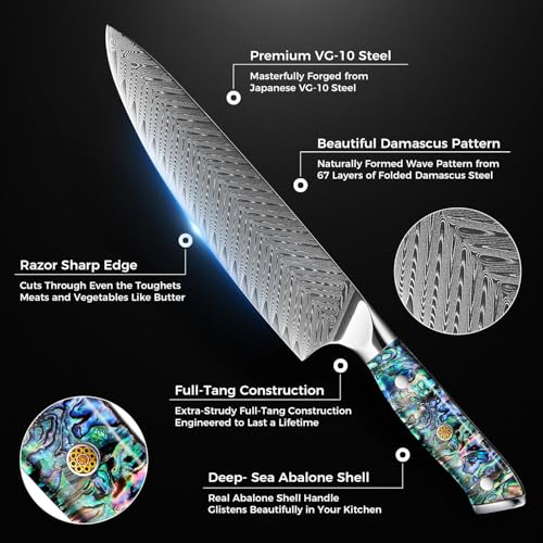 SENKEN Damascus Steel Kitchen Knife Set (5 Count)