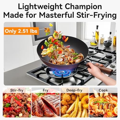 12.6" Carbon Steel Wok Pan with Lid (12.6")