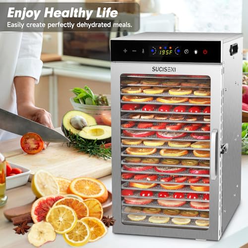 Food Dehydrator Machine 1000W 18 Trays Stainless Steel Commercial Food Dehydrated Dryer with 24H Timer Touch (18 Count)