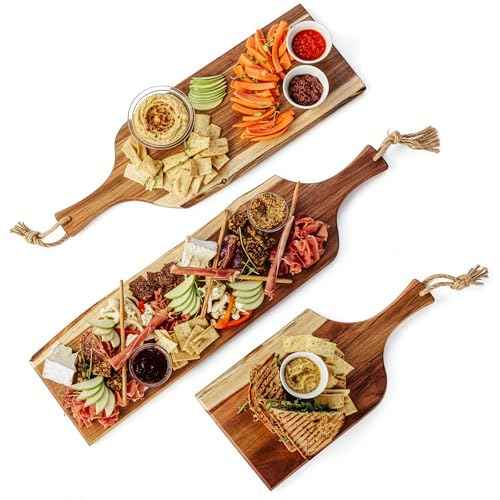 Artisan Set of 3 Acacia Charcuterie Board with Raw Wood Edge (3 Count)