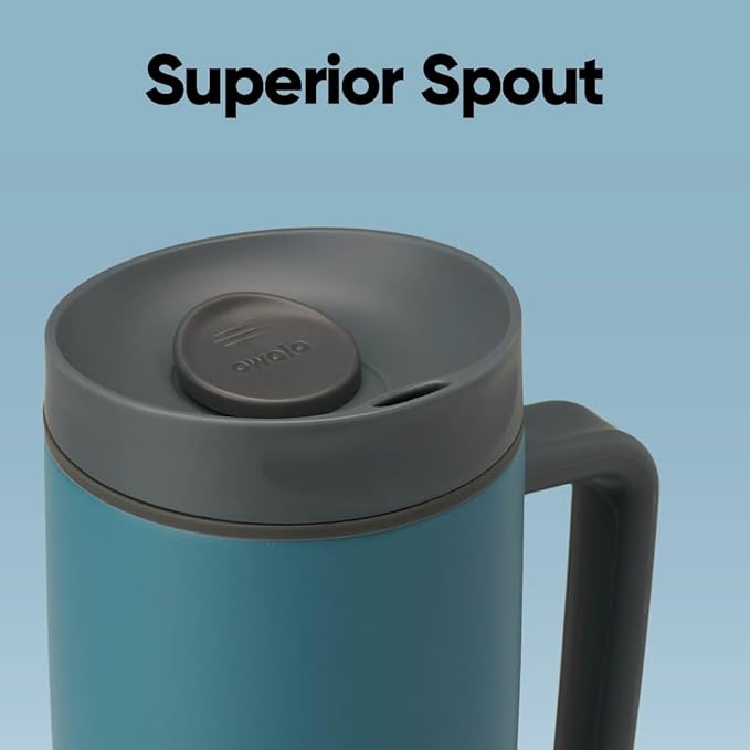 Owala SmoothSip Slider Stainless Steel Insulated Travel Mug with handle, 100% Leak Proof, For Hot and Cold Drinks, Travel Friendly with Sliding Lock Lid, 24 oz, BPA Free, Leak Proof, High Dive