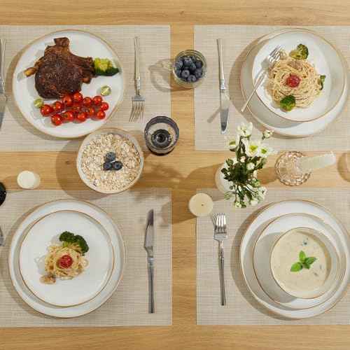 24 Pieces Dinnerware Set for 6 with Pasta Bowls