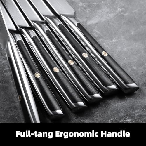 Damascus Steak Knife Set Non Serrated Steak Knives Set of 6 (6 Count)