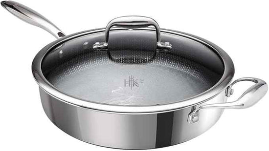 Hell’s Kitchen Hybrid Cookware 6 Piece Pot Set, 11 In Fry Pan, 4 Qt Sauté Pan, 7.5 Qt Pot, 2 Tempered Glass Lids, Nonstick, Scratch-Resistant, Dishwasher Safe, Multi-Cooktop Oven-Safe