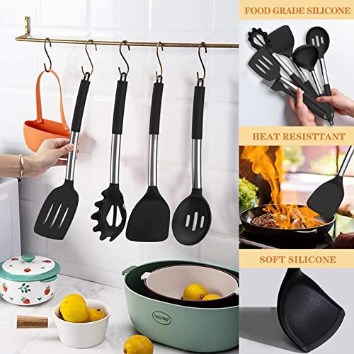 Silicone Cooking Kitchen Utensil Set (Black)