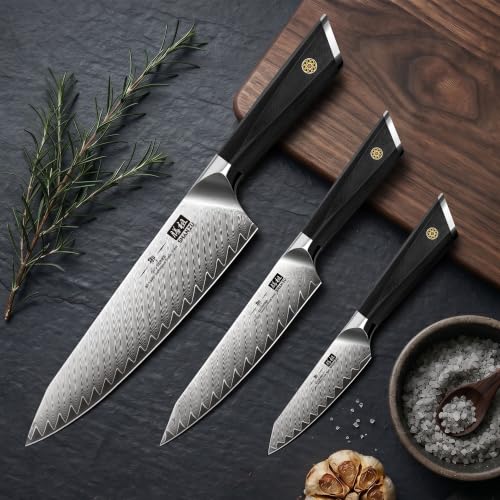 3 PCS Damascus Knife Set (3 Count)