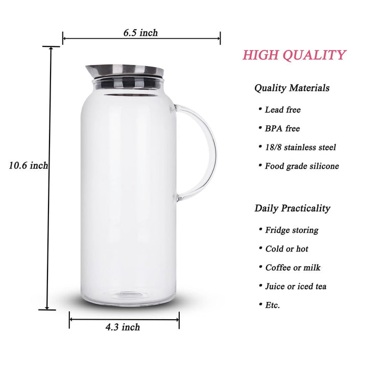 40 ounces “Pineapple Series” Glass Pitcher with Stainless Steel Lid