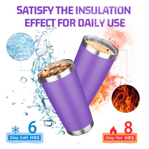 20oz Tumbler with Lid Double Wall Vacuum Insulated Travel Coffee Mug Stainless Steel Thermal Cup Powder Coated Sturdy Coffee Tumbler for Hot and Cold Beverage (20oz / Purple)