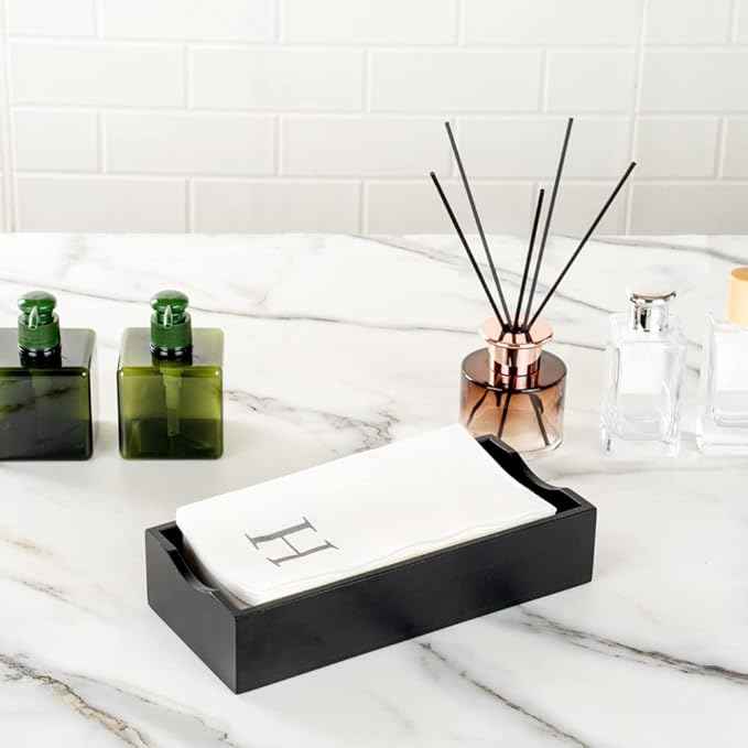 Luxenap 15.8 X 7.9 Inch Linen-Feel Guest Towels, 50 Lettered Hand Towels - Silver Letter 'H', Sans Serif Font, White Paper Dinner Napkins, airlaid, For Restrooms And Tables - Restaurantware