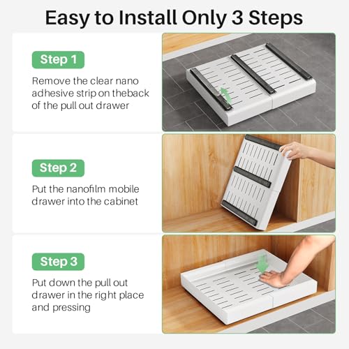 Pull out Cabinet Organizer (White / 17"D×12"-20"W(1 Pack))
