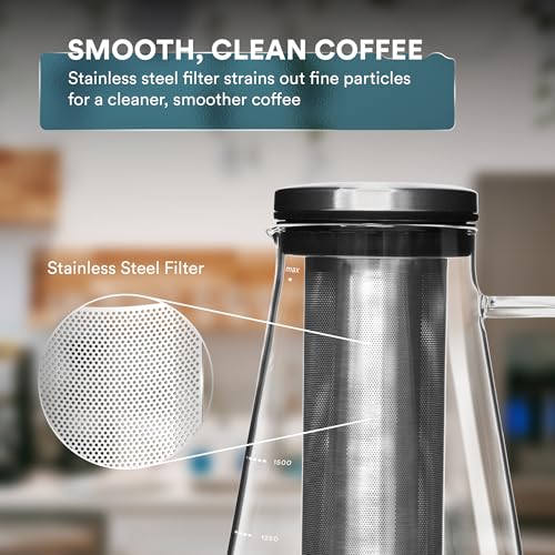 Airtight Cold Brew Coffee Maker with Tea Infuser & Spout 1.5L (51 Ounces)