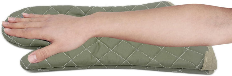17 Inch Extra Long Heat Resistant Oven Gloves New Cotton Oven Mitts Kitchen Gloves High Temperature Cooking Tool BBQ Gloves (17" Green)