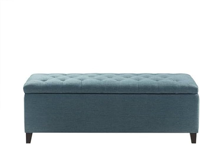 Madison Park Entryway Accent Bench for Living Room Flip Top Storage Chest, Shandra Tufted Top Upholstered Storage Bench End of Bed for Bedroom Furniture, Indoor Seating, 49"Wide, Blue