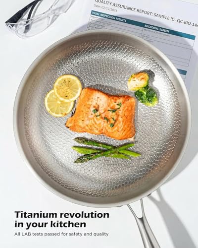 Titanium pans for cooking with lid