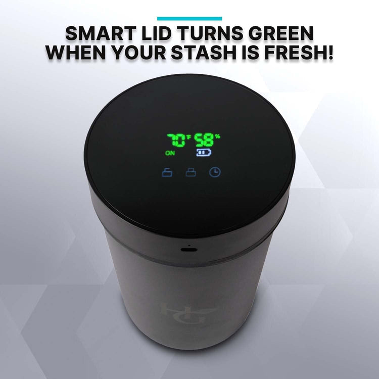 Herb Guard Auto-Cure Smart Jar and Vacuum Seal Curing Jar with Built In Hygrometer (1 Liter / 2 Oz Capacity) Curing Kit & Child Resistant Container Keeps Herbs and Serving Spices Fresh for Months