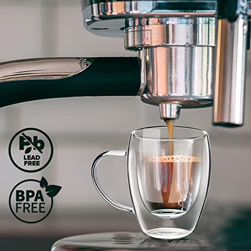 Glass Coffee Cups with Bamboo Lids (2 Count (Pack of 1))