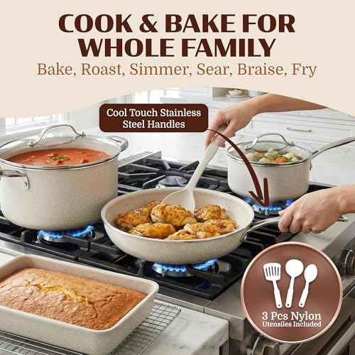 Ceraluxe 20Pc Pots and Pans Set Non Stick Ceramic Cookware Set