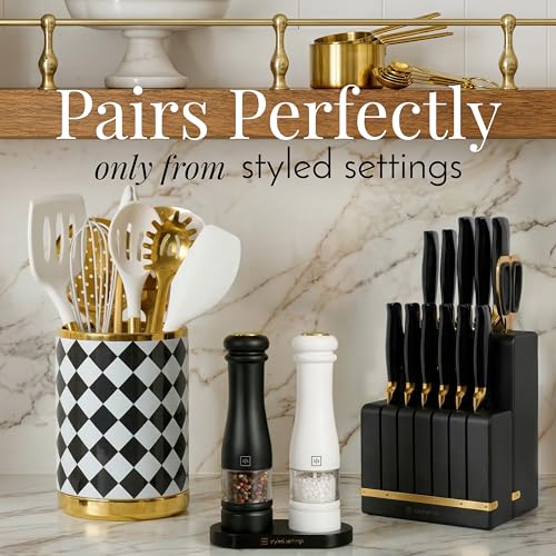 Electric Salt and Pepper Grinder Set (Black/White)
