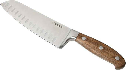 Bloomhouse 7 Inch German Steel Santoku Knife W/Walnut Wood Forged Handle