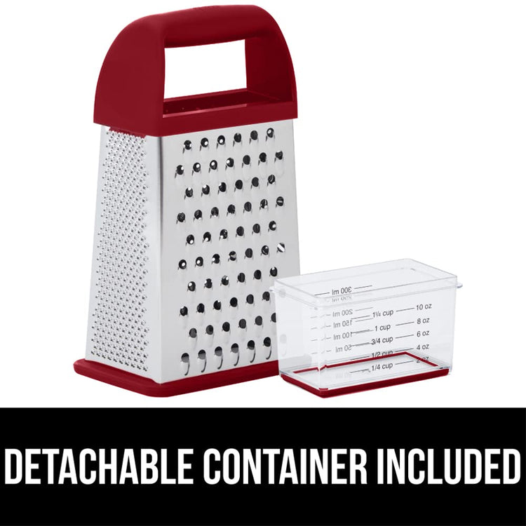XL 4 Sided Stainless Steel Cheese Grater With Measurement Container