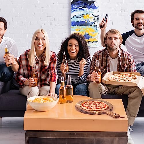 16 Pack Acacia Wood Cutting Board with Handle Thick Round Charcuterie Boards 2 Size Acacia Chopping Boards for Serving Cheese Pizza Bread Platter Baking Wooden Wall Carving Decor (16 Count)