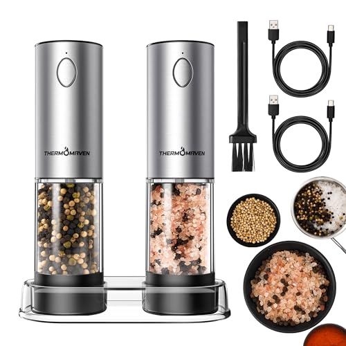 Electric Salt and Pepper Grinder Set (Large / Black)